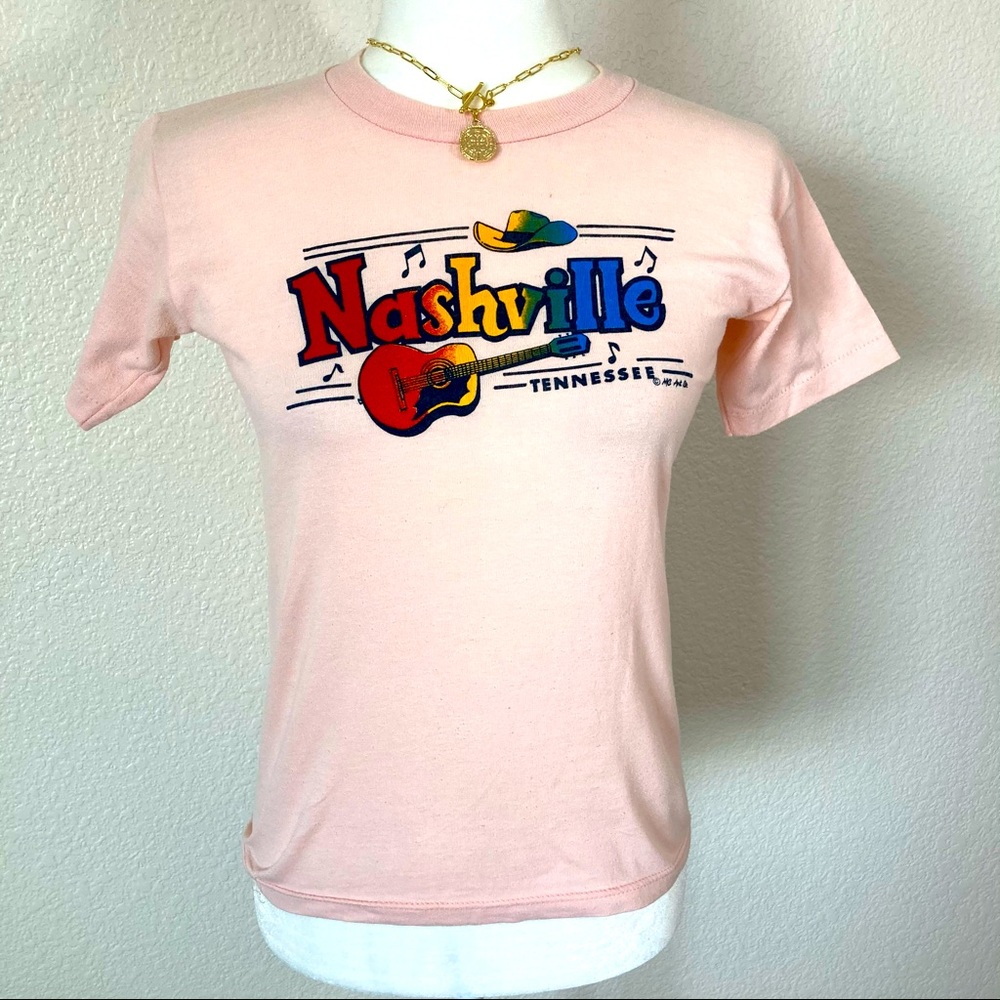 3/$20 Vintage Pink Nashville Guitar Girl’s Tee